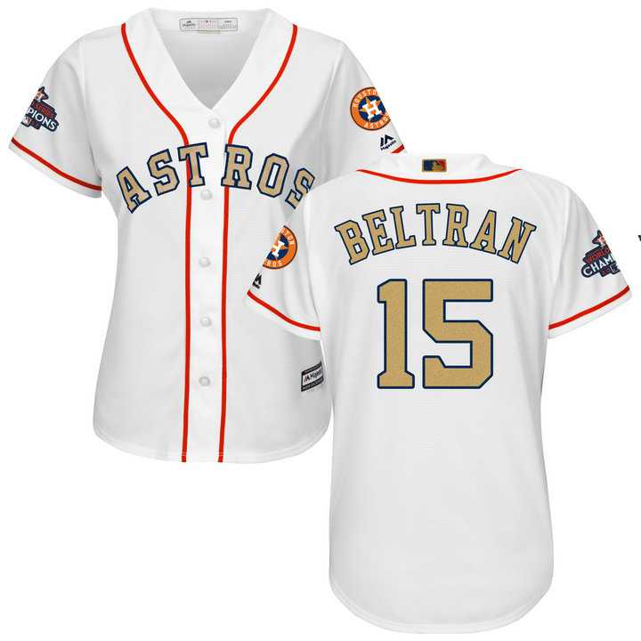 Women's Houston Astros #15 Carlos Beltran White 2018 Gold Program Cool Base Stitched Baseball jersey