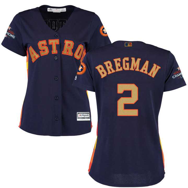 Women's Houston Astros #2 Alex Bregman Navy 2018 Gold Program Cool Base Stitched Baseball Jersey