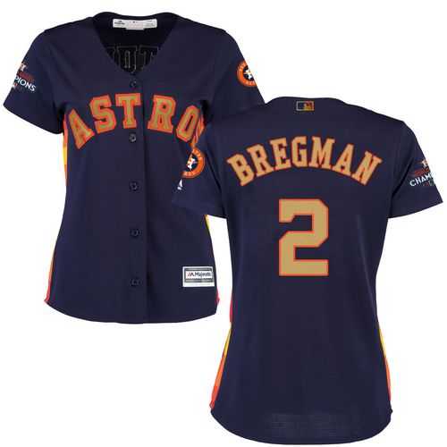 Women's Houston Astros #2 Alex Bregman Navy Blue 2018 Gold Program Cool Base Stitched MLB Jersey