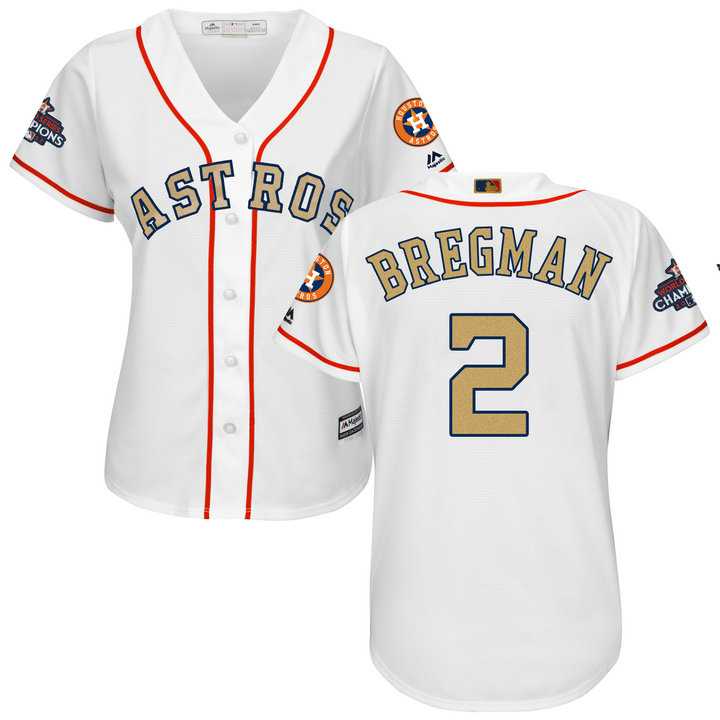 Women's Houston Astros #2 Alex Bregman White 2018 Gold Program Cool Base Stitched Baseball jersey