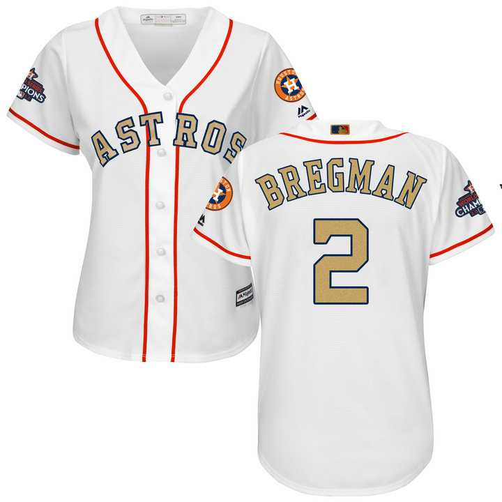 Women's Houston Astros #2 Alex Bregman White 2018 Gold Program Cool Base Stitched Baseball jersey Women's Houston Astros #2 Alex Bregman White 2018 Gold Program Cool Base Stitched Baseball jersey