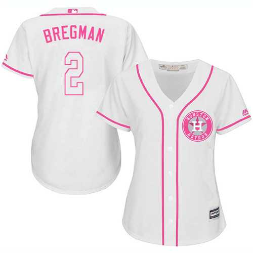 Women's Houston Astros #2 Alex Bregman White Pink Fashion Stitched MLB