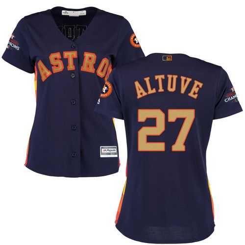 Women's Houston Astros #27 Jose Altuve Navy Blue 2018 Gold Program Cool Base Stitched MLB Jersey