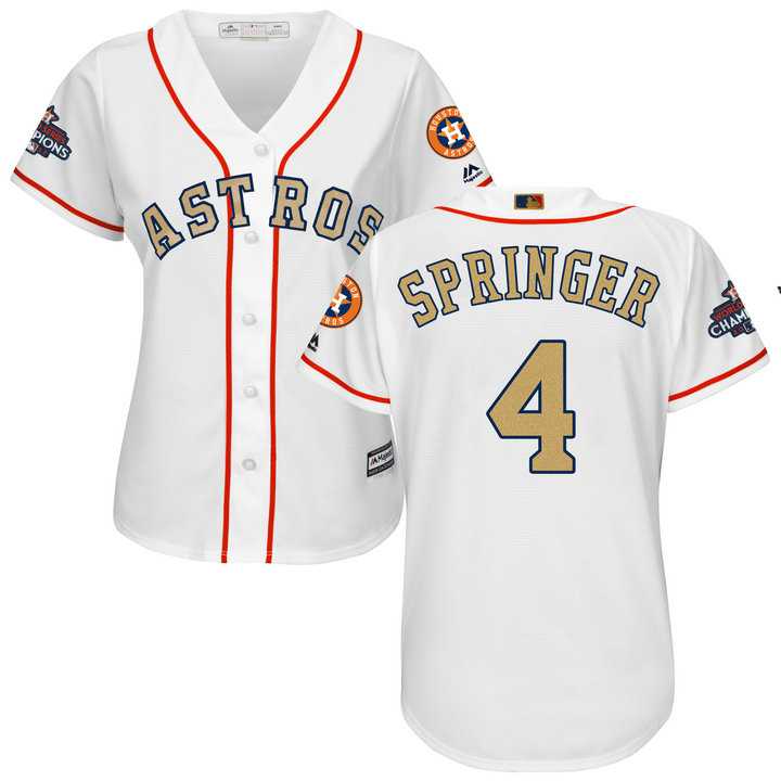 Women's Houston Astros #4 George Springer White 2018 Gold Program Cool Base Stitched Baseball jersey