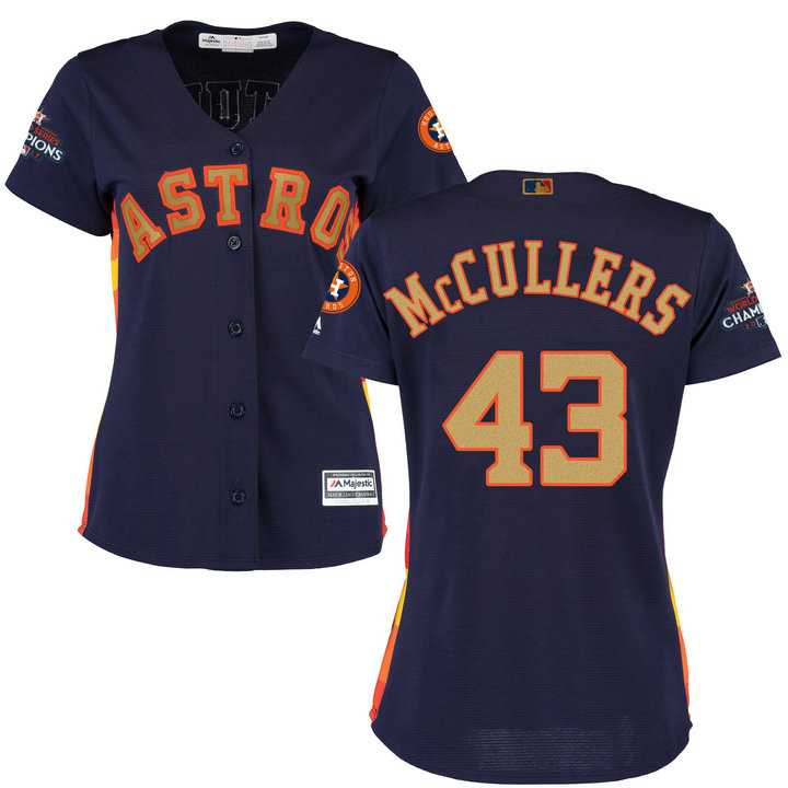 Women's Houston Astros #43 Lance McCullers Navy 2018 Gold Program Cool Base Stitched Baseball Jersey