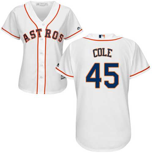 Women's Houston Astros #45 Gerrit Cole White Home Stitched MLB Women's Houston Astros #45 Gerrit Cole White Home Stitched MLB