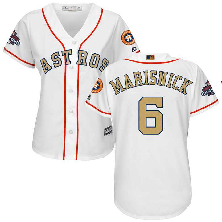 Women's Houston Astros #6 Jake Marisnick White 2018 Gold Program Cool Base Stitched Baseball jersey