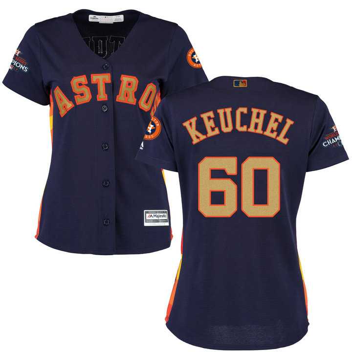 Women's Houston Astros #60 Dallas Keuchel Navy 2018 Gold Program Cool Base Stitched Baseball Jersey