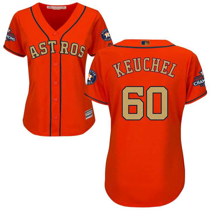 Women's Houston Astros #60 Dallas Keuchel Orange 2018 Gold Program Cool Base Stitched Baseball Jersey