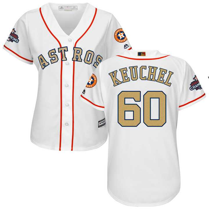 Women's Houston Astros #60 Dallas Keuchel White 2018 Gold Program Cool Base Stitched Baseball jersey