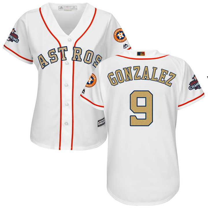 Women's Houston Astros #9 Marwin Gonzalez White 2018 Gold Program Cool Base Stitched Baseball jersey