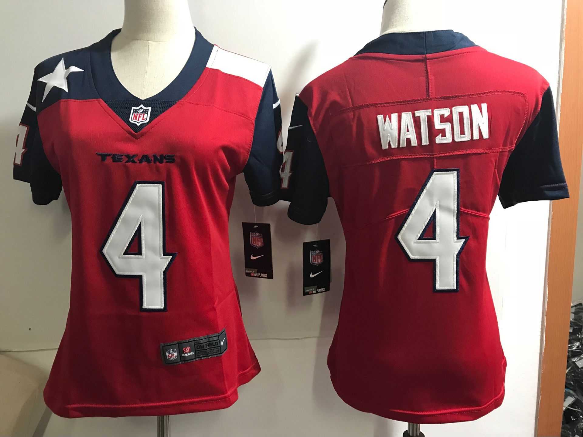 Women's Houston Texans #4 Deshaun Watson Red Nike Color Rush Limited NFL Jerseys