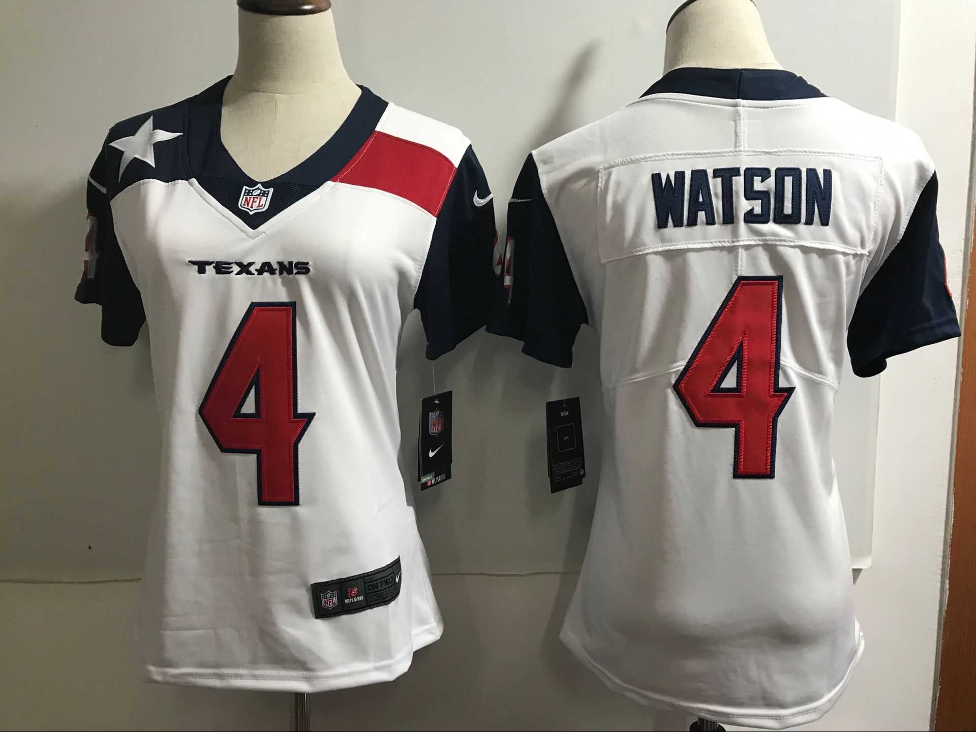 Women's Houston Texans #4 Deshaun Watson White Nike Color Rush Limited NFL Jerseys