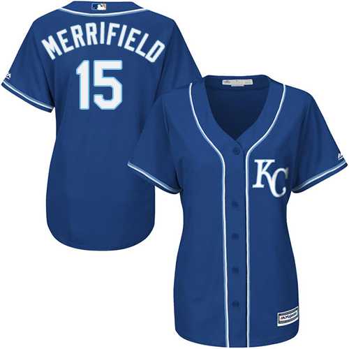 Women's Kansas City Royals #15 Whit Merrifield Royal Blue Alternate Stitched MLB Jersey