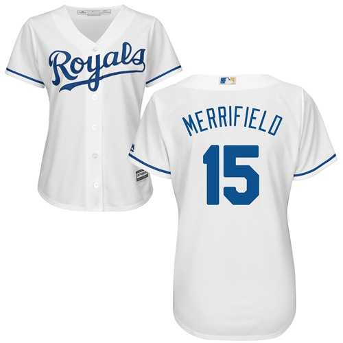 Women's Kansas City Royals #15 Whit Merrifield White Home Stitched MLB Jersey