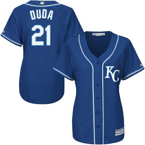 Women's Kansas City Royals #21 Lucas Duda Blue Alternate 2 Stitched MLB Jersey