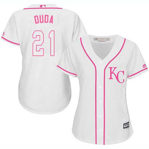 Women's Kansas City Royals #21 Lucas Duda White Pink Fashion Stitched MLB Jersey