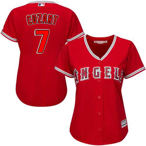 Women's Los Angeles Angels #7 Zack Cozart Red Alternate Stitched MLB Jersey