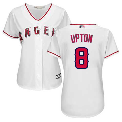 Women's Los Angeles Angels #8 Justin Upton White Home Stitched Baseball Jersey Women's Los Angeles Angels #8 Justin Upton White Home Stitched Baseball Jersey