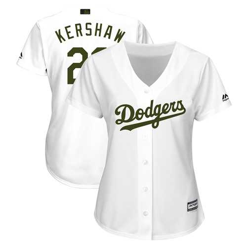 Women's Los Angeles Dodgers #22 Clayton Kershaw White 2018 Memorial Day Cool Base Stitched MLB Jersey