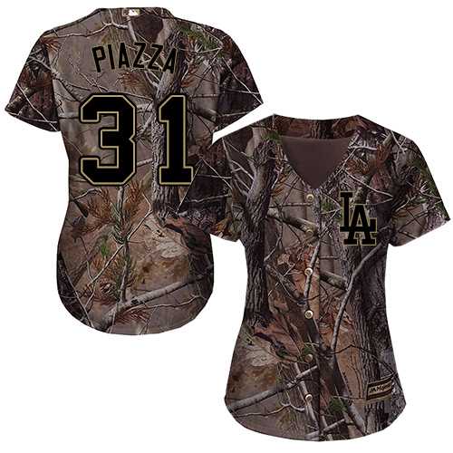 Women's Los Angeles Dodgers #31 Mike Piazza Camo Realtree Collection Cool Base Stitched MLB