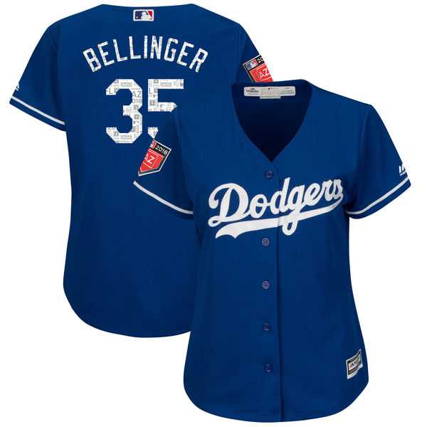 Women's Los Angeles Dodgers #35 Cody Bellinger Majestic Royal 2018 Spring Training Cool Base Player Jersey