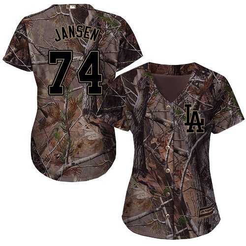 Women's Los Angeles Dodgers #74 Kenley Jansen Camo Realtree Collection Cool Base Stitched MLB