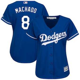 Women's Los Angeles Dodgers #8 Manny Machado Royal Cool Base Stitched MLB Jersey