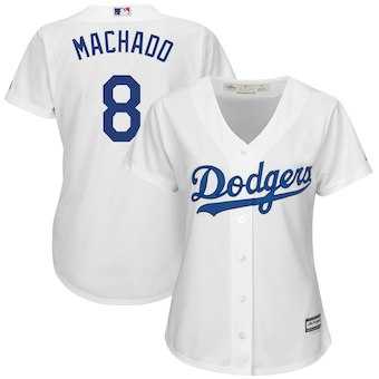 Women's Los Angeles Dodgers #8 Manny Machado White Home Cool Base Stitched MLB Jersey