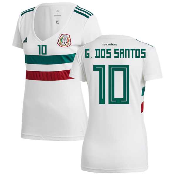 Women's Mexico #10 G.Dos Santos Away Soccer Country Jersey