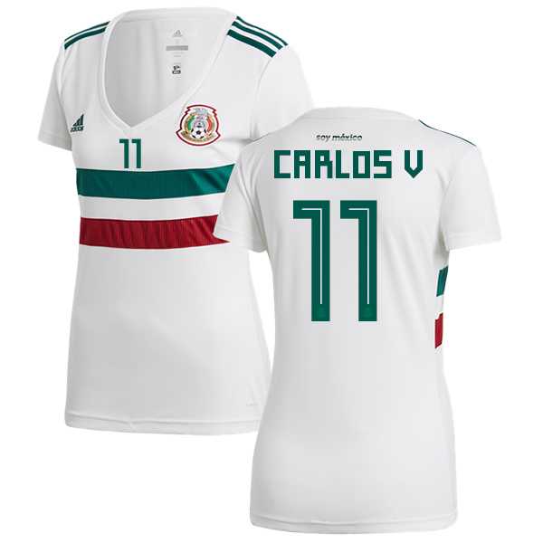 Women's Mexico #11 Carlos V. Away Soccer Country Jersey