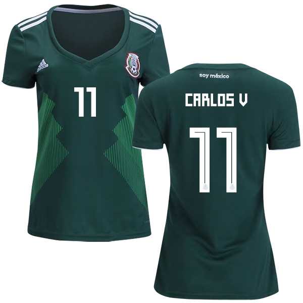 Women's Mexico #11 Carlos V. Home Soccer Country Jersey