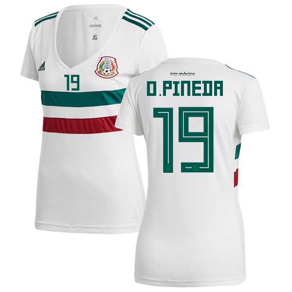Women's Mexico #19 O.Pineda Away Soccer Country Jersey