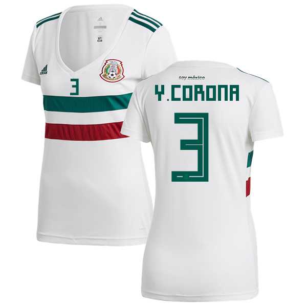 Women's Mexico #3 Y.Corona Away Soccer Country Jersey
