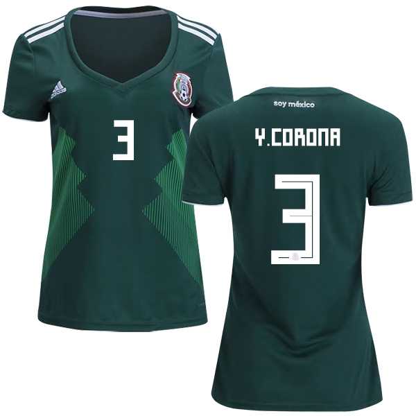 Women's Mexico #3 Y.Corona Home Soccer Country Jersey