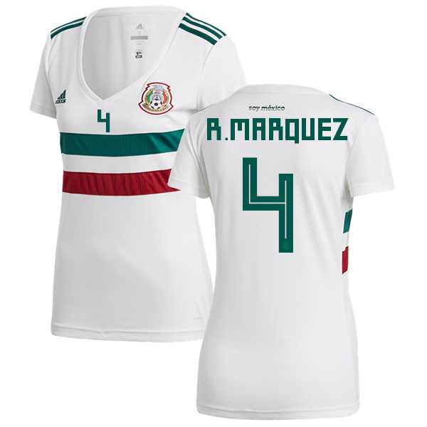 Women's Mexico #4 R.Marquez Away Soccer Country Jersey