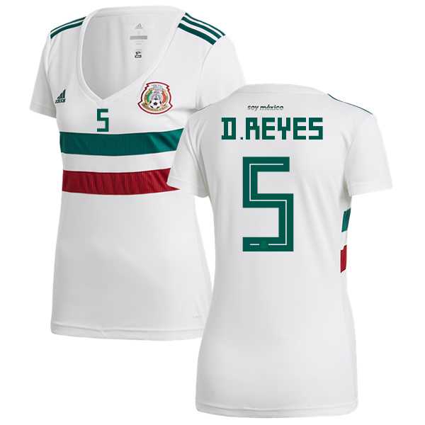 Women's Mexico #5 D.Reyes Away Soccer Country Jersey