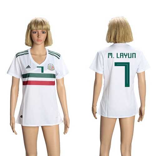Women's Mexico #7 M.Layun Away Soccer Country Jersey