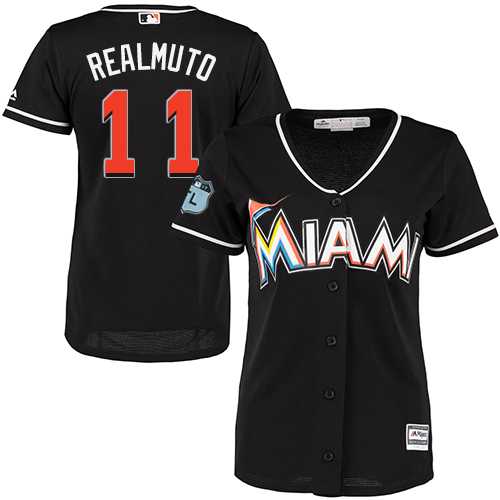 Women's Miami Marlins #11 JT Realmuto Black Alternate Stitched MLB Jersey