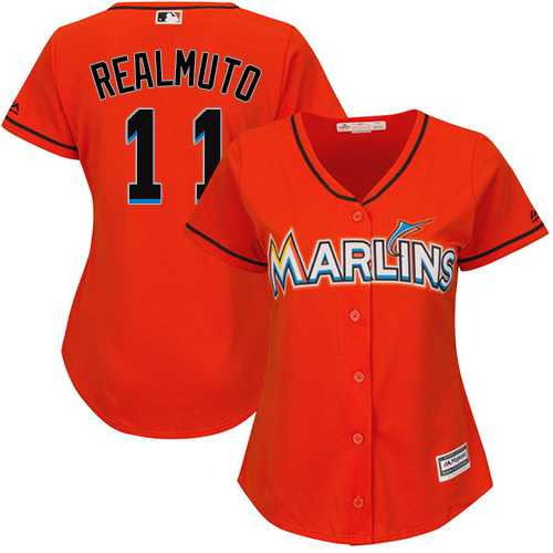 Women's Miami Marlins #11 JT Realmuto Orange Alternate Stitched MLB Jersey