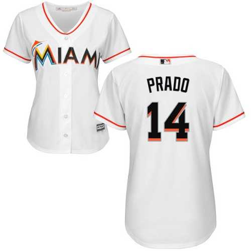 Women's Miami Marlins #14 Martin Prado White Home Stitched MLB Jersey