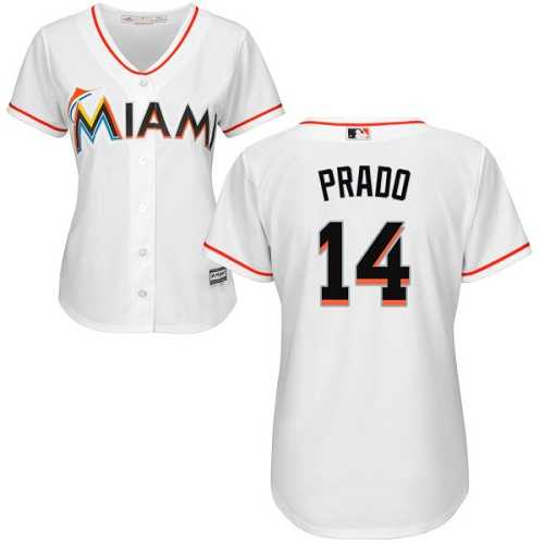 Women's Miami Marlins #14 Martin Prado White Home Stitched MLB Jersey Women's Miami Marlins #14 Martin Prado White Home Stitched MLB Jersey