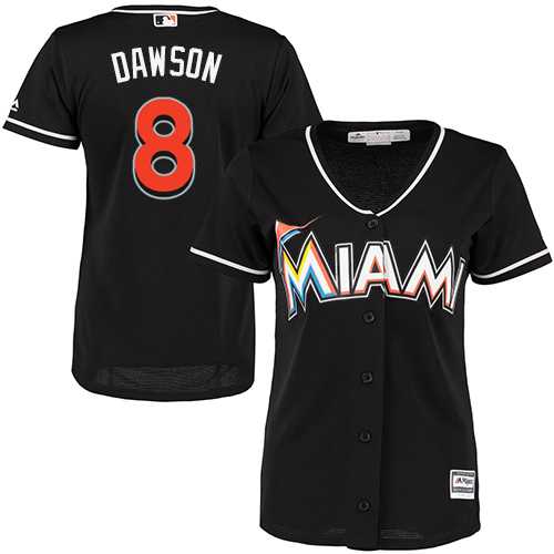 Women's Miami Marlins #8 Andre Dawson Black Alternate Stitched MLB Jersey