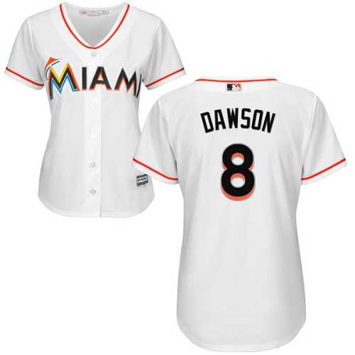 Women's Miami Marlins #8 Andre Dawson White Home Stitched MLB Jersey