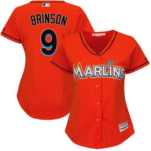 Women's Miami Marlins #9 Lewis Brinson Orange Alternate Stitched MLB Jersey