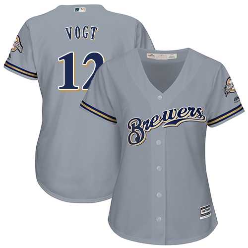 Women's Milwaukee Brewers #12 Stephen Vogt Grey Road Stitched MLB