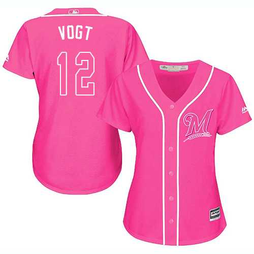 Women's Milwaukee Brewers #12 Stephen Vogt Pink Fashion Stitched MLB