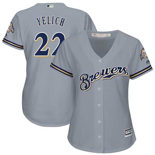 Women's Milwaukee Brewers #22 Christian Yelich Grey Road Stitched MLB