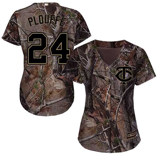Women's Minnesota Twins #24 Trevor Plouffe Camo Realtree Collection Cool Base Stitched MLB