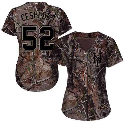 Women's New York Mets #52 Yoenis Cespedes Camo Realtree Collection Cool Base Stitched MLB